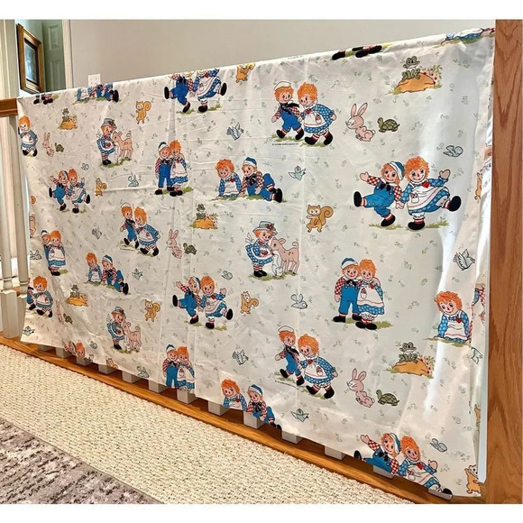 Vintage 1970s Raggedy Ann & Andy twin Flat Sheet Set Bobbs Merrill CO - Picture 1 of 8